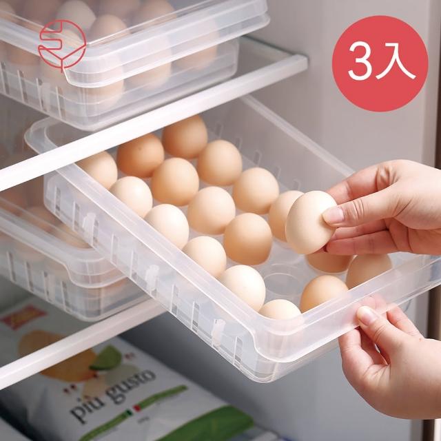 【SHIMOYAMA 日本霜山】可疊式冰箱用18格雞蛋透氣保鮮盒-3入(皮蛋 鹹蛋 生鮮 儲藏 