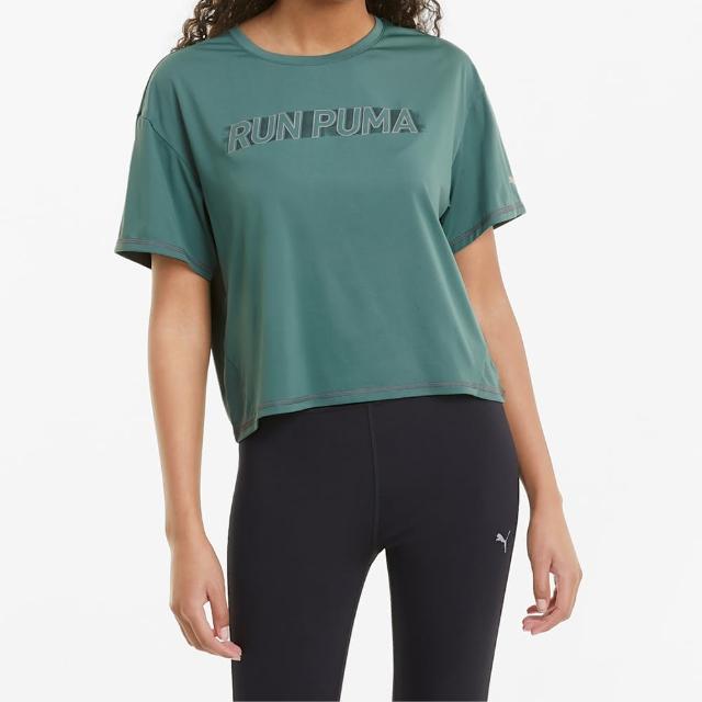 【PUMA】上衣 女款 短版上衣 運動 訓練 慢跑 COOLadapt寬鬆短袖T恤 綠 52019445