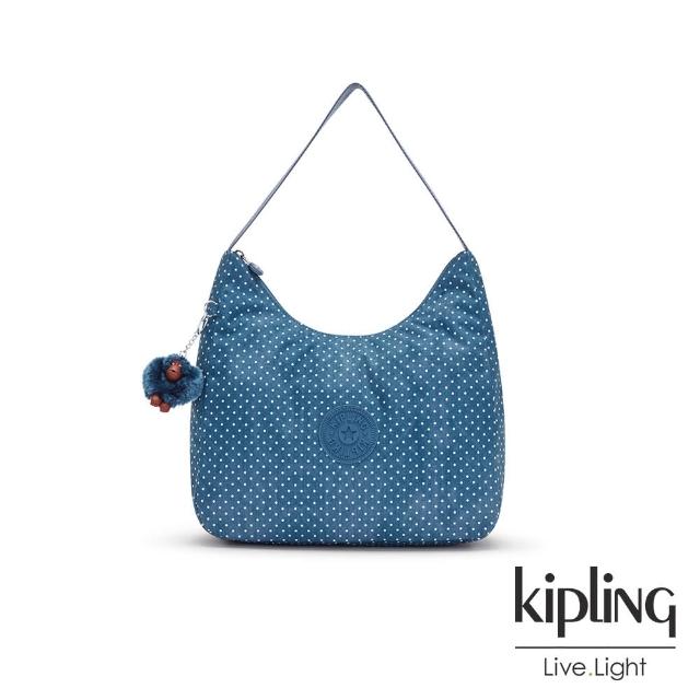 KIPLING【KIPLING】復刻單寧水玉藍拉鍊造型開口手提肩背包-ISIDORA