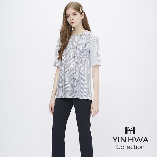 YIN HWA 盈樺【YIN HWA 盈樺】LAPINE COLLECTION 小清新線條滿版3D印花長版上衣