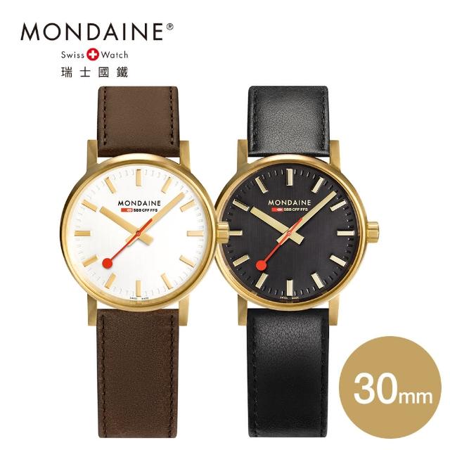 MONDAINE 瑞士國鐵【MONDAINE 瑞士國鐵】evo2 Gold時光走廊腕錶(30mm 栗棕金/霧黑金)