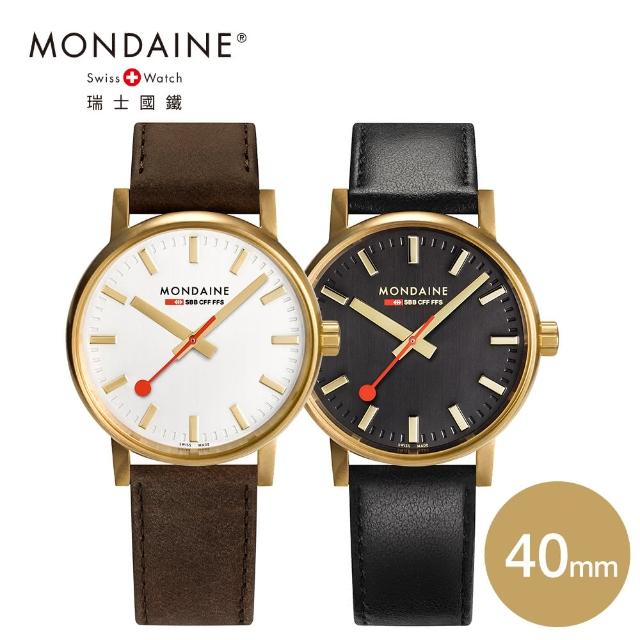【MONDAINE 瑞士國鐵】evo2 Gold時光走廊腕錶(40mm 栗棕金/霧黑金)