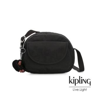 【KIPLING】質感黑翻蓋側背小包-STELMA