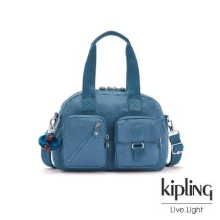 【KIPLING】優雅天穹藍多層實用手提側背包-DEFEA