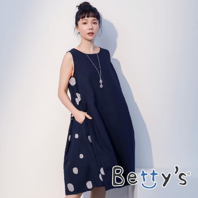 【betty’s 貝蒂思】圓領印花無袖洋裝(深藍)