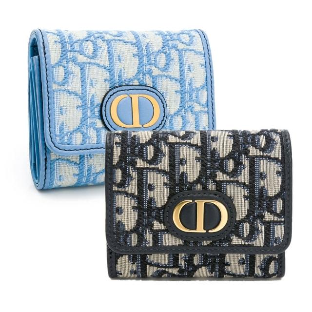 Dior 迪奧【Dior 迪奧】30 MONTAIGNE LOTUS 經典CD標誌 三折短夾(藍色)