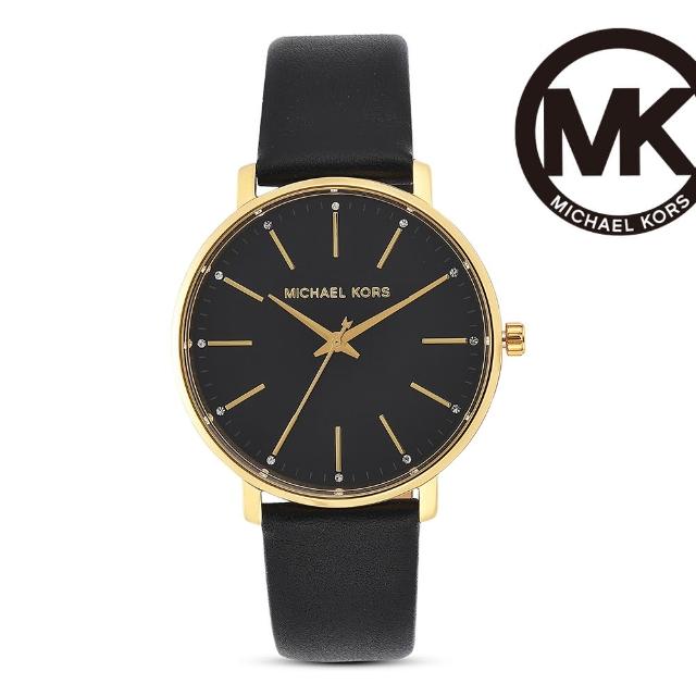 Michael Kors【Michael Kors】Pyper 時刻閃耀女錶 黑色真皮錶帶 38MM MK2747