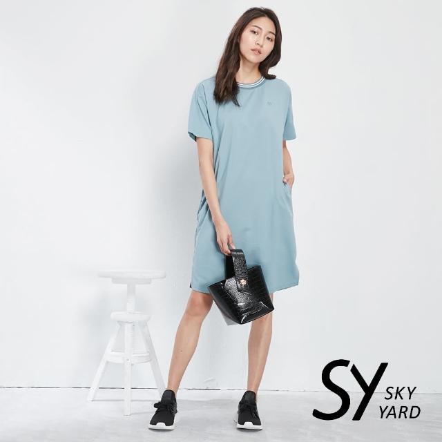 SKY YARD【SKY YARD】螺紋領休閒洋裝(湖水綠)