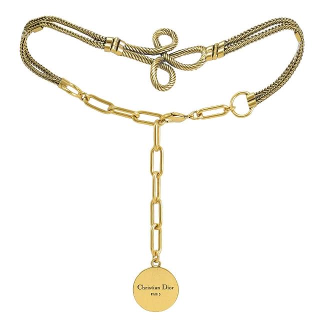 【Dior 迪奧】金屬繩結造型頸鍊(金)