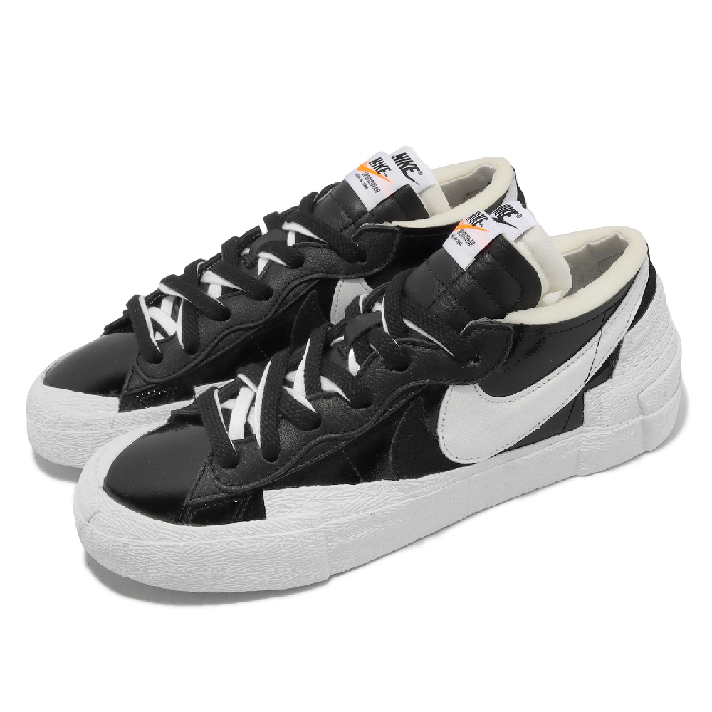 NIKE 耐吉】x Sacai Blazer Low 男鞋女鞋黑白聯名漆皮低筒拼接雙勾