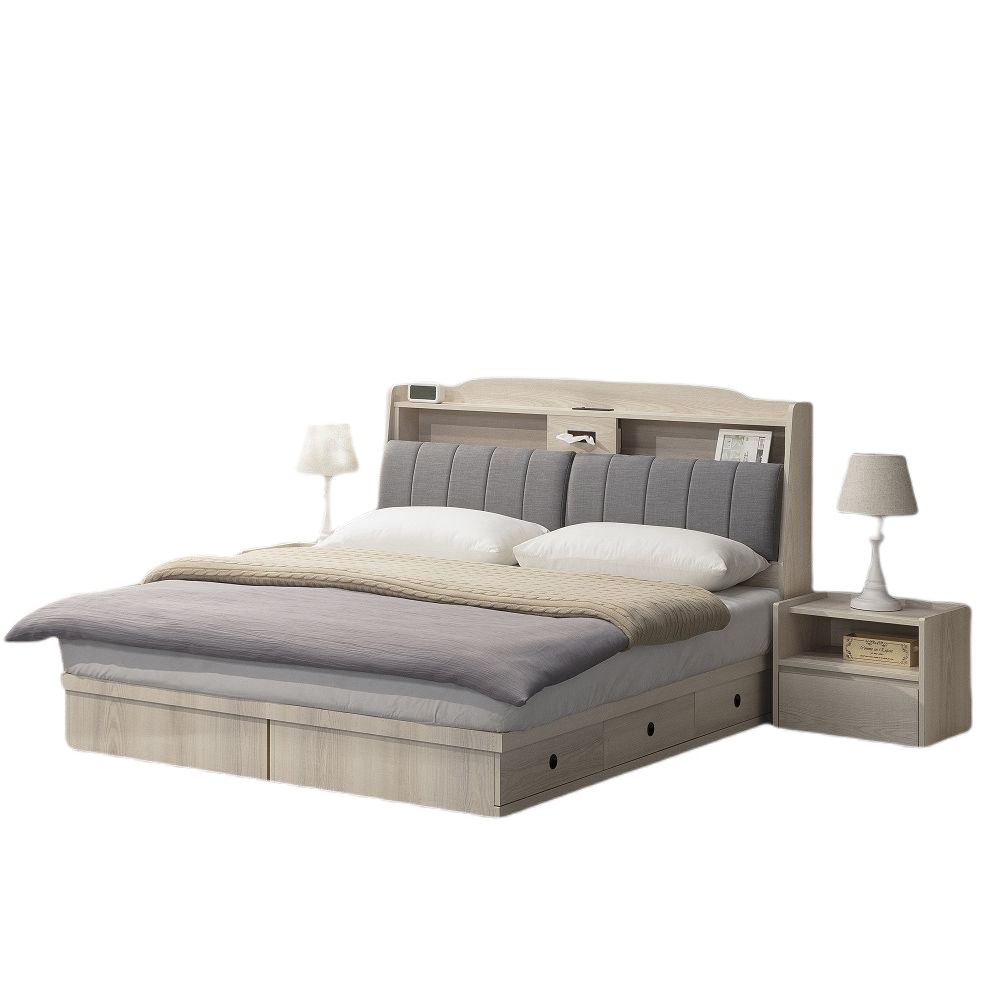 【MUNA 家居】伊凡5尺三抽床頭底組/附USB插座(床頭箱 床底 雙人床 置物 收納)