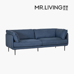 【MR. LIVING 居家先生】Jasper 防潑水防貓抓三人科技布沙發-深海藍(三人座/耐刮磨/貓抓布/易清潔)