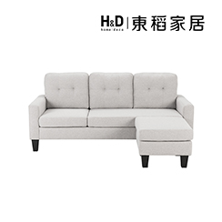 【H&D 東稻家居】奈比多三人沙發+腳凳/L型沙發(兩色可選 腳凳可左右變換)