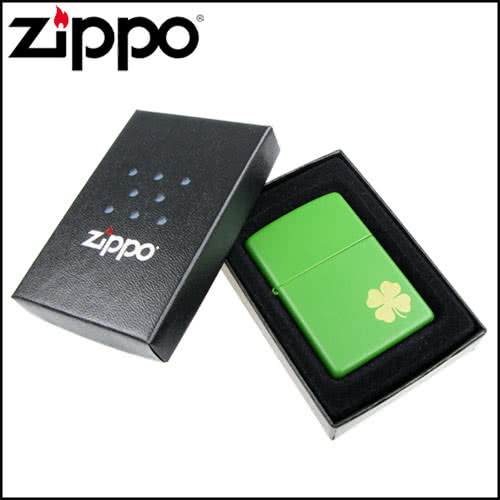 【ZIPPO】美系-Shamrock-幸運草圖案綠色烤漆打火機