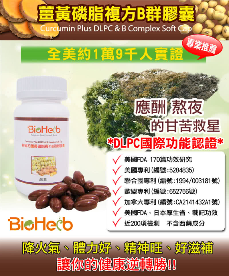 【碧荷柏】薑黃磷脂DLPC 複方B群軟膠囊(600mg x30顆/瓶)