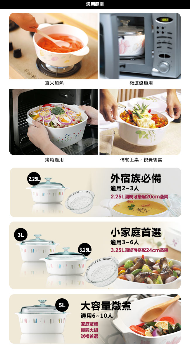 【美國康寧 Corningware】2.25L圓型康寧鍋-自由彩繪