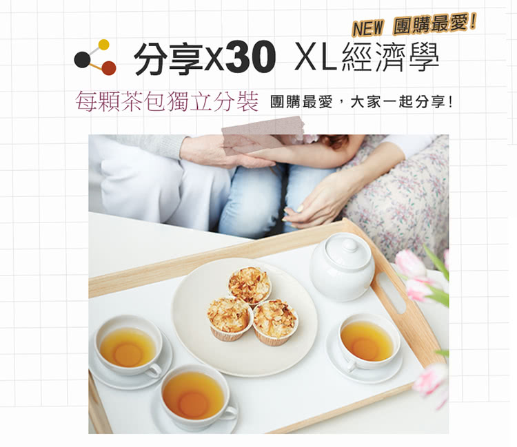 NEW 團購最愛 分享x30XL經濟學 每顆茶包獨立分裝 團購最愛,大家一起分享 