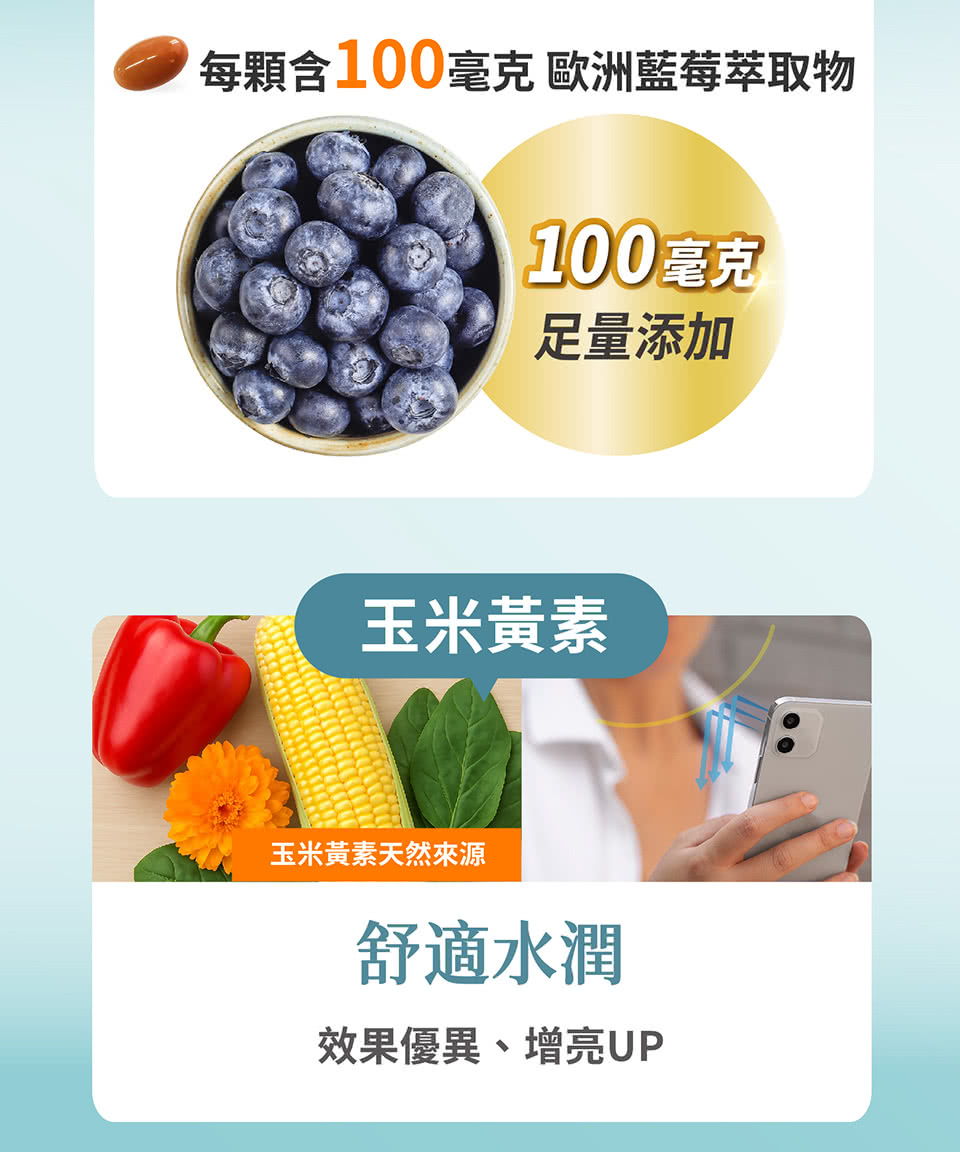 每顆含100毫克 歐洲藍莓萃取物