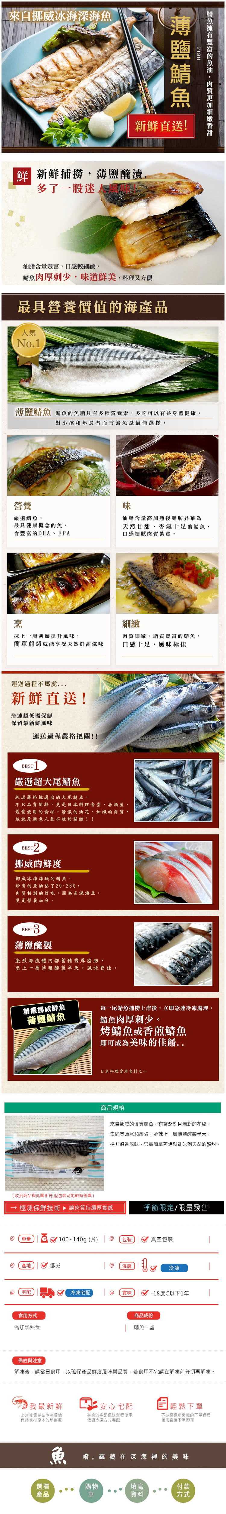【極鮮配】薄鹽鯖魚-中(100g-140g/包-18包)