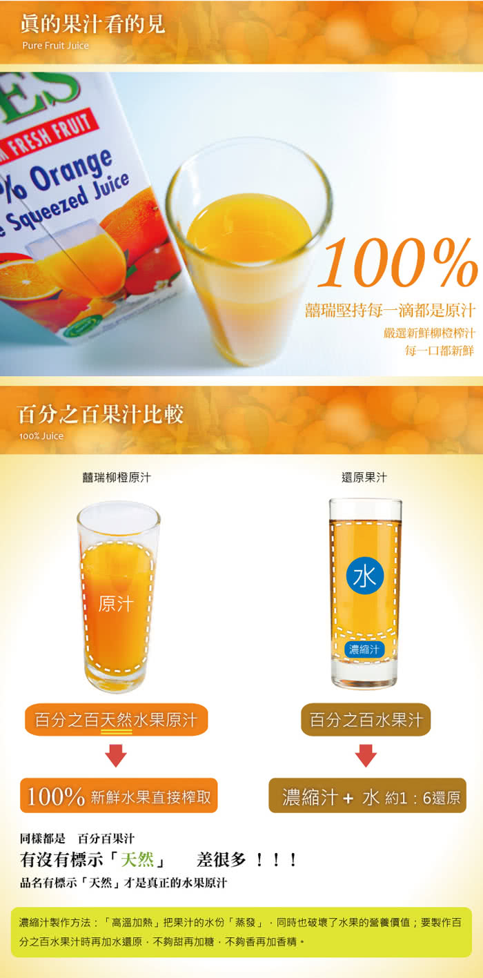 【囍瑞 BIOES】100%純天然柳橙汁原汁(家庭號 - 1000ml)