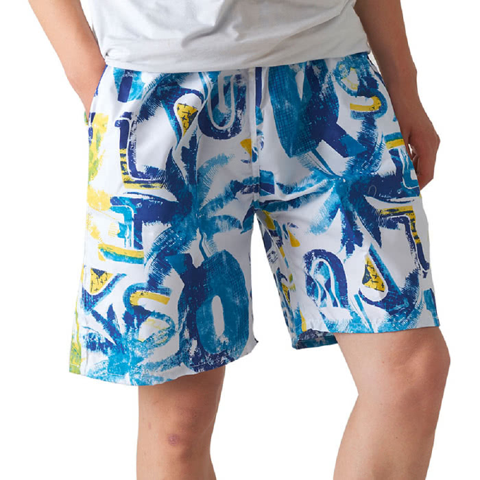 【NBL】L03371韓版鬆緊帶寬鬆印花休閒海灘短褲(寬鬆清涼舒適速乾印花休閒)