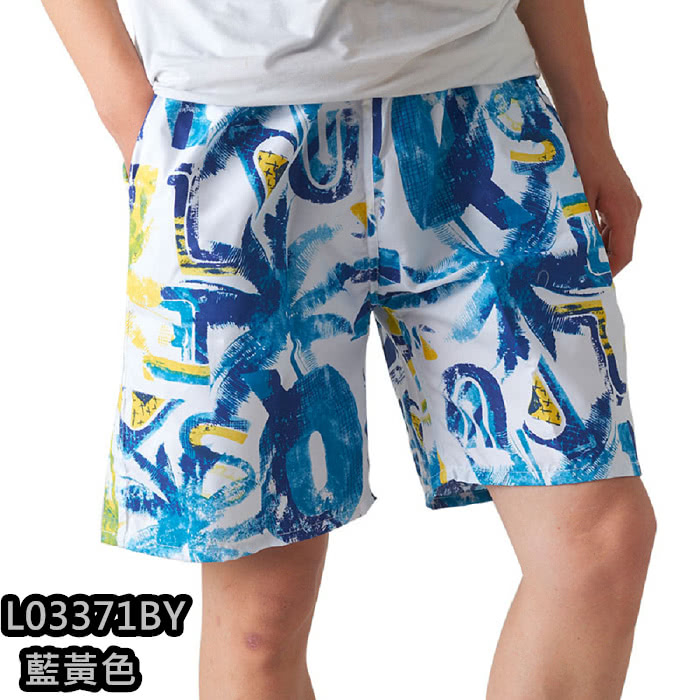 【NBL】L03371韓版鬆緊帶寬鬆印花休閒海灘短褲(寬鬆清涼舒適速乾印花休閒)