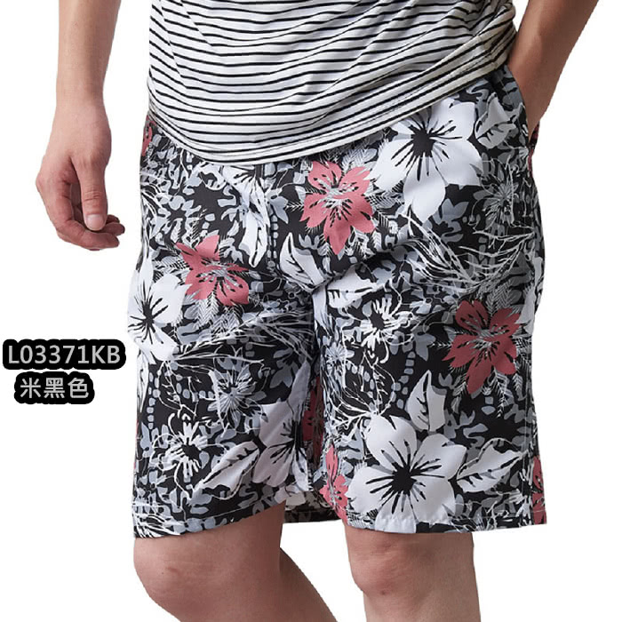 【NBL】L03371韓版鬆緊帶寬鬆印花休閒海灘短褲(寬鬆清涼舒適速乾印花休閒)
