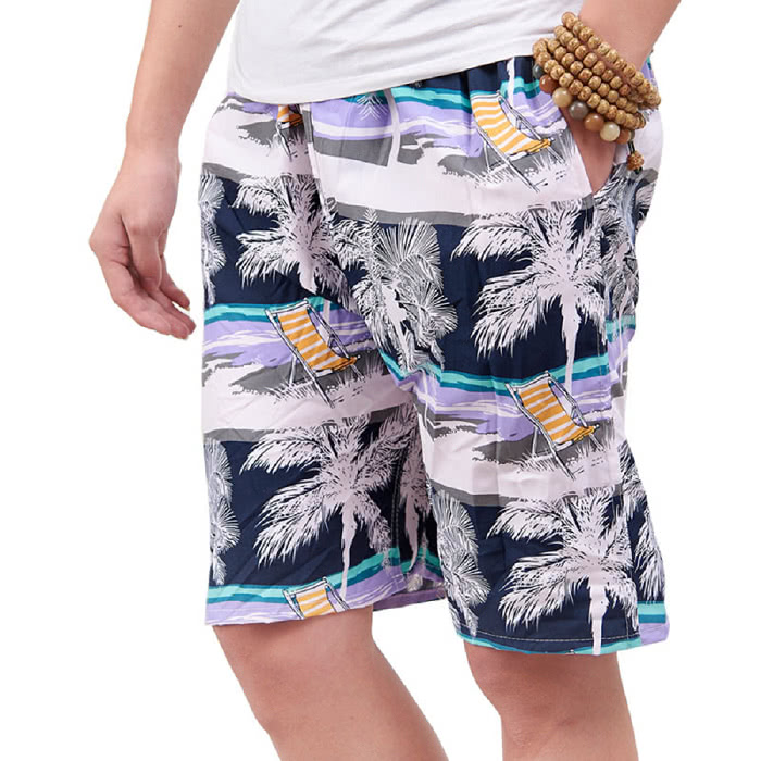 【NBL】L03371韓版鬆緊帶寬鬆印花休閒海灘短褲(寬鬆清涼舒適速乾印花休閒)