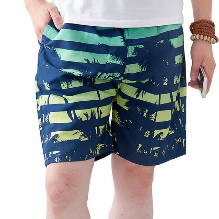 【NBL】L03371韓版鬆緊帶寬鬆印花休閒海灘短褲(寬鬆清涼舒適速乾印花休閒)