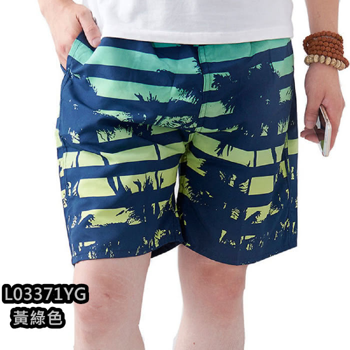 【NBL】L03371韓版鬆緊帶寬鬆印花休閒海灘短褲(寬鬆清涼舒適速乾印花休閒)