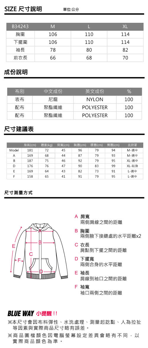 【BLUEWAY-鬼洗】鬼洗抗UV反光可收納夾克