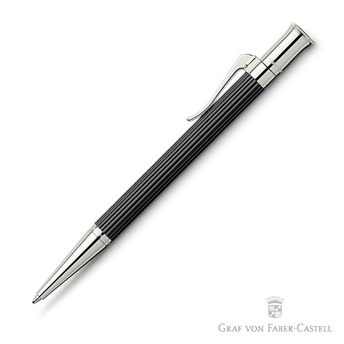 【GRAF VON FABER-CASTELL】鍍白金黑檀木 原子筆(經典系列)