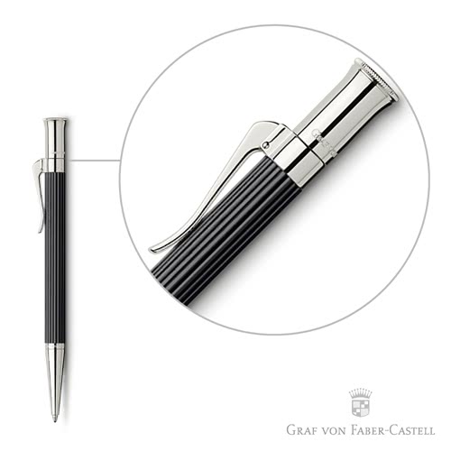 【GRAF VON FABER-CASTELL】鍍白金黑檀木 原子筆(經典系列)