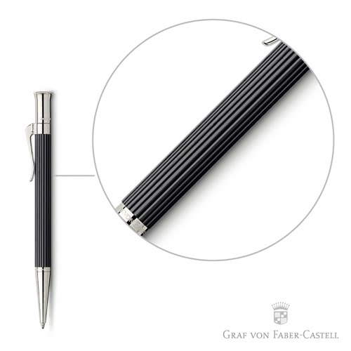 【GRAF VON FABER-CASTELL】鍍白金黑檀木 原子筆(經典系列)