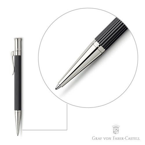 【GRAF VON FABER-CASTELL】鍍白金黑檀木 原子筆(經典系列)