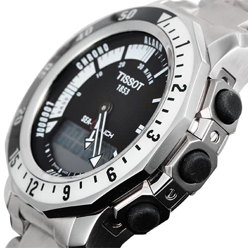 【TISSOT】SEA-TOUCH 怒海潛將觸控潛水鍊帶錶-黑/44mm(T0264201105100)