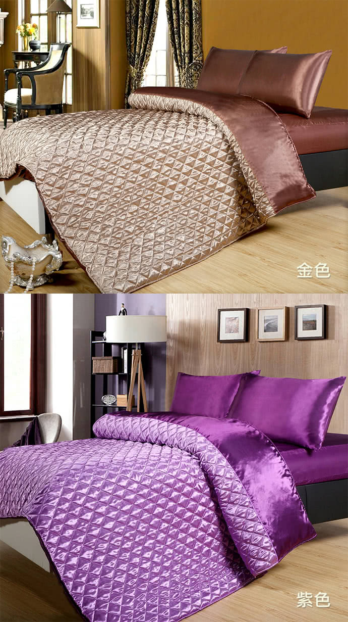 Momo購物網推薦的 18nino81 絲綢緞面雙人床包涼被四件組 雙人標準5尺多色可選 優惠特價600元 網購編號