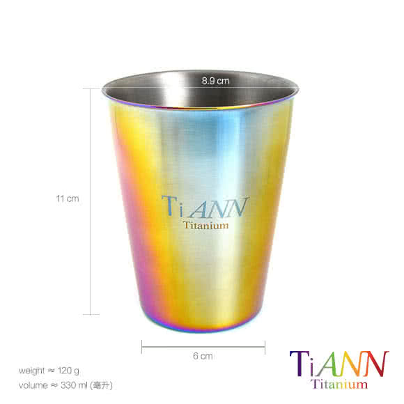 【TiANN 鈦安餐具】純鈦雙層咖啡杯 極光 330ml(贈杯蓋-綠)