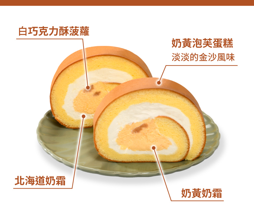 白巧克力酥菠蘿 奶黃泡芙蛋糕 淡淡的金沙風味 北海道奶霜 奶黃奶霜 