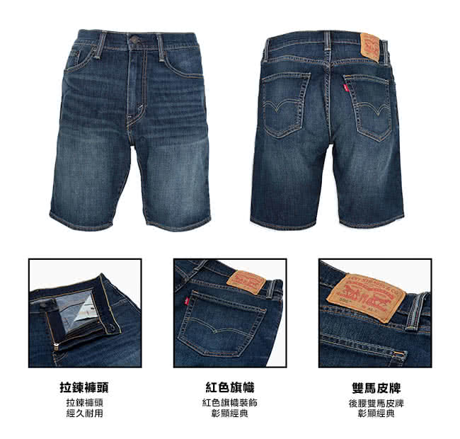 【Levis】505 中腰直筒牛仔短褲 / COOL JEANS / 深藍水洗