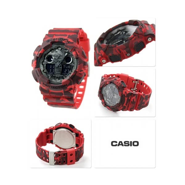 Momo購物網推薦的 Casio 卡西歐 G Shock系列迷彩魅力時尚雙顯電子錶 迷彩紅ga 100cm 4a 優惠特價40元 網購編號