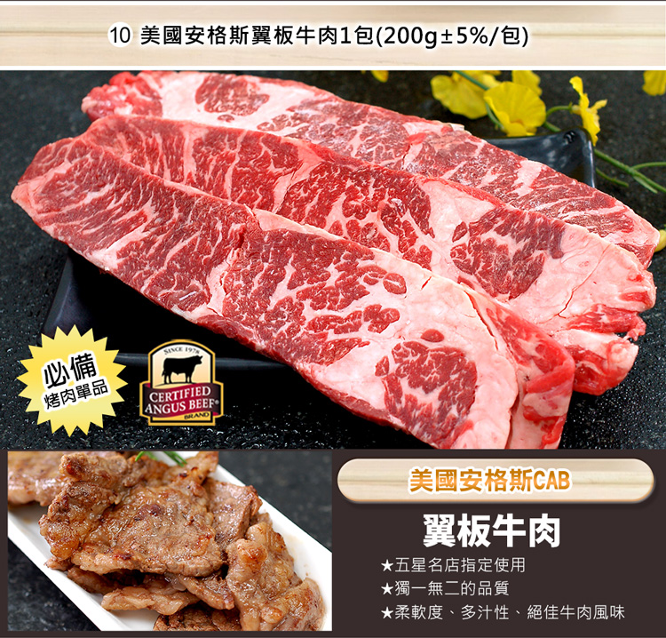 10 美國安格斯翼板牛肉1包200g5%包