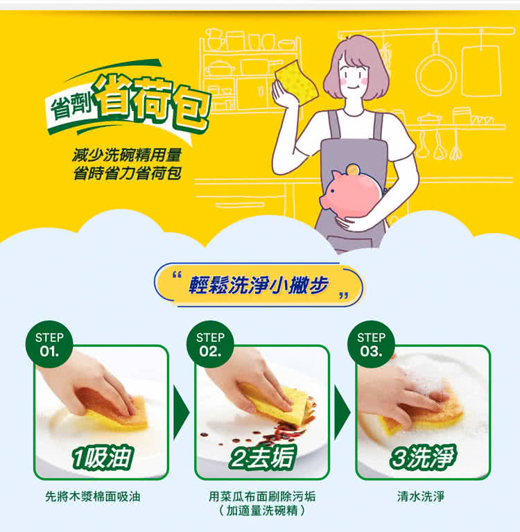 用菜瓜布面刷除污垢