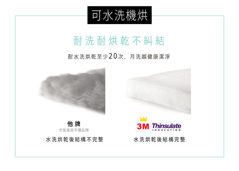 耐水洗烘乾至少20次,月洗越健康潔淨