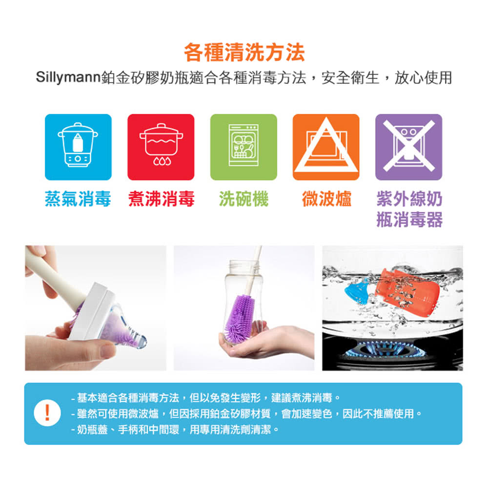 雖然可使用微波爐,但因採用鉑金矽膠材質,會加速變色,因此不推薦使用。