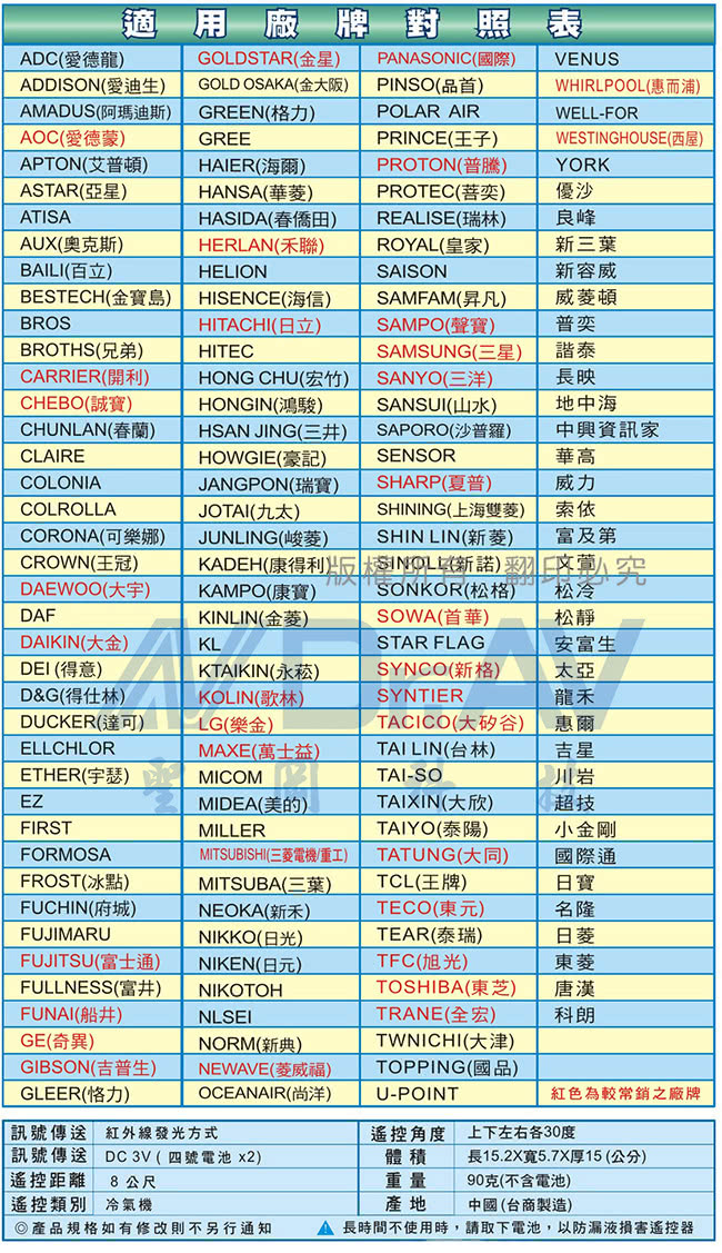 北極熊 冷氣萬用遙控器452合一 V9 Momo購物網