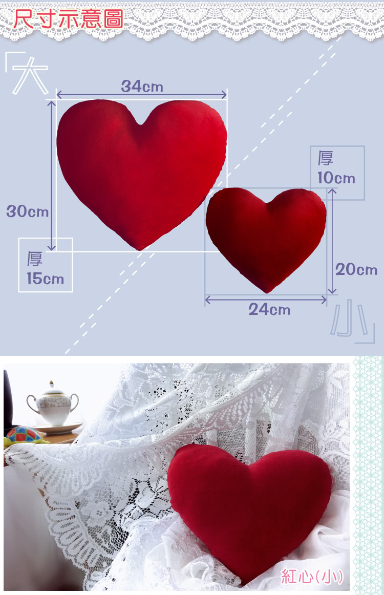 尺寸示意圖 大. 小N 紅心小 