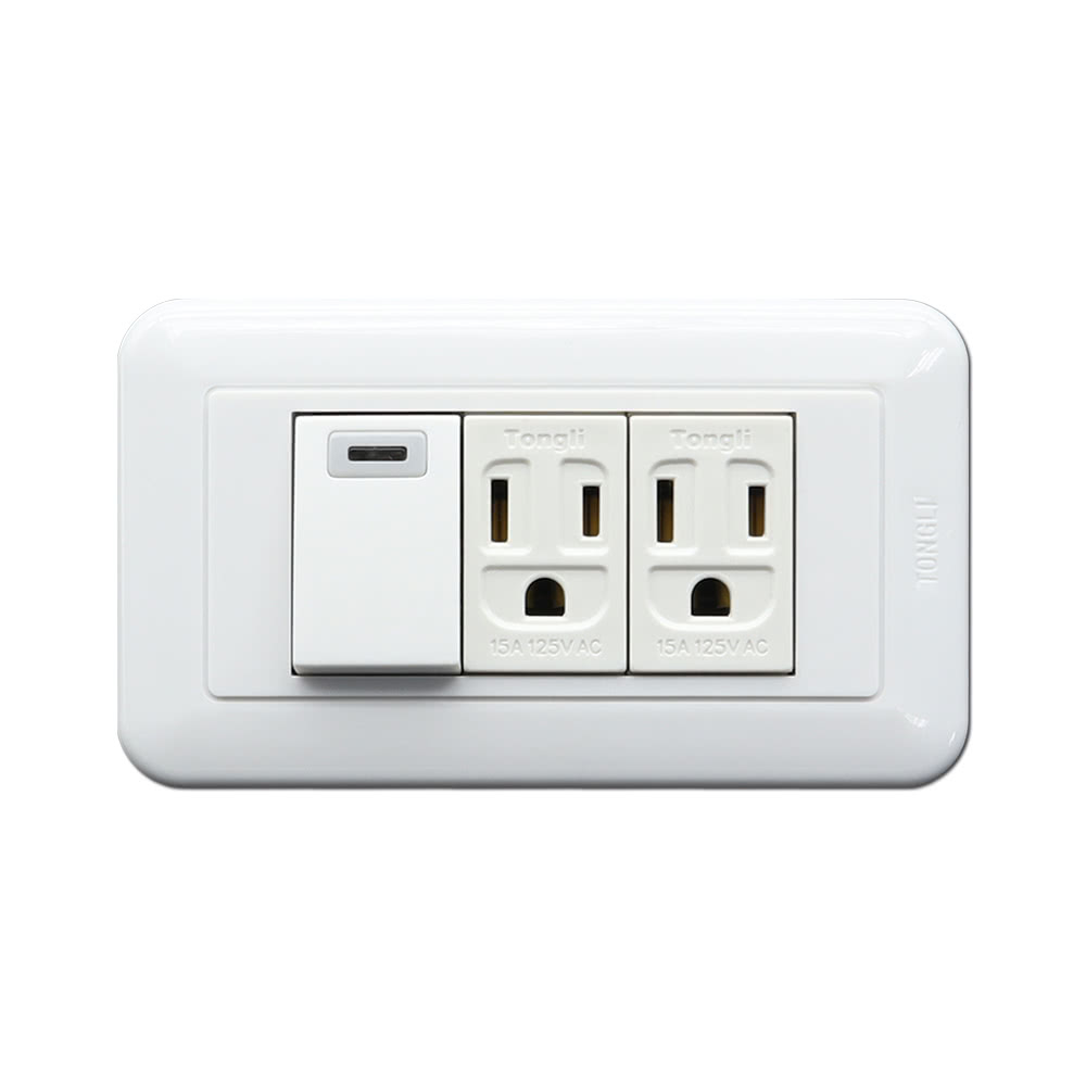 朝日電工 雅白大型夜光單開雙接地插座組 開關插座組 Momo購物網