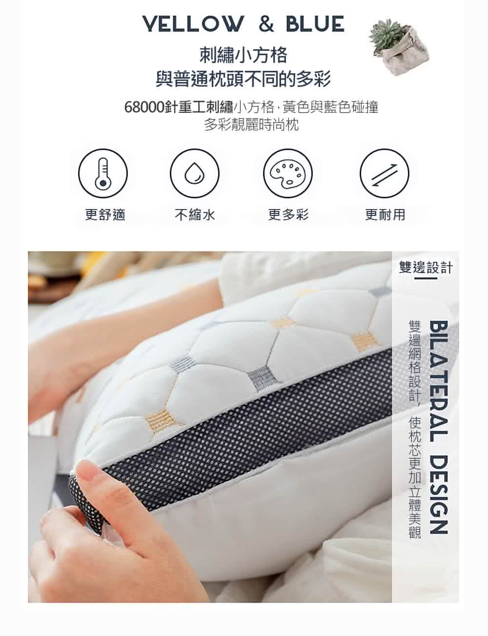 68000針重工刺繡小方格,黃色與藍色碰撞