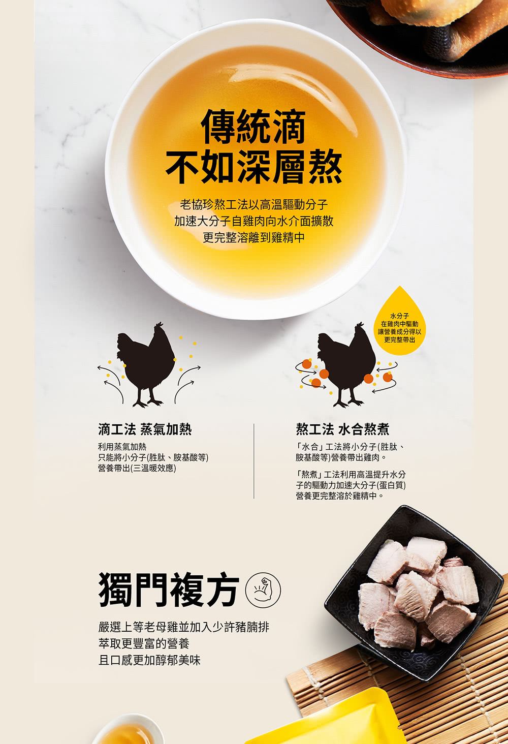 嚴選上等老母雞並加入少許豬腩排